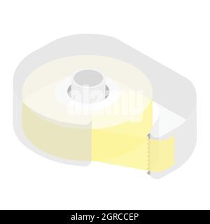 Vector illustration scotch tape office stationery. Scotch isolated on white background isometric view. Stock Vector