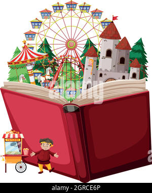 Open book fun park Stock Vector