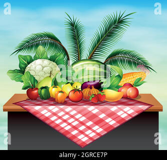 Different types of vegetables and fruit Stock Vector