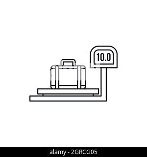 luggage weighing icon in outline style Stock Vector