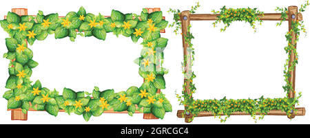 Two frames design with leaves Stock Vector