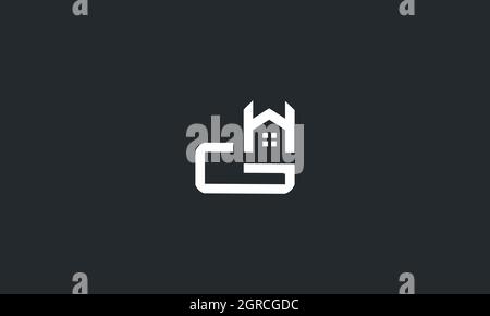 LETTERS GH REAL ESTATE LOGO DESIGN WITH NEGATIVE SPACE EFFECT FOR ILLUSTRATION USE Stock Vector