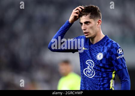 Kai Havertz of Chelsea Fc  looks on during the Uefa Champions League Group H  match between Juventus Fc and Chelsea Fc Stock Photo