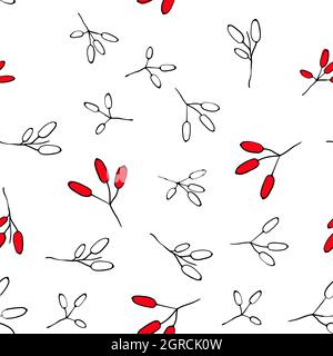 Barberry seamless pattern. Hand drawn berry background. Stock Vector