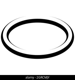 Oval round banner frame elegant lines, borders, vector hand drawn, circular markers highlighting the text Stock Vector