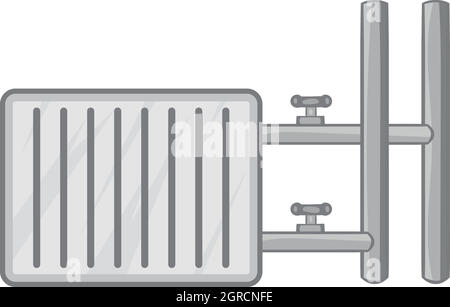 Heating battery icon, black monochrome style Stock Vector
