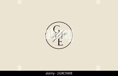 LETTERS GE LOGO DESIGN WITH FLOWER ICON FOR ILLUSTRATION USE Stock Vector