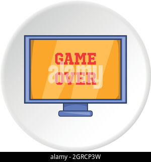 Monitor with word game over icon, cartoon style Stock Vector