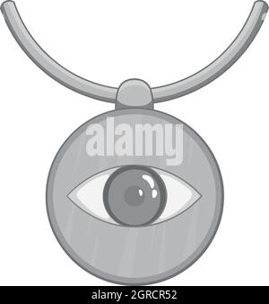 Third eye amulet icon, black monochrome style Stock Vector