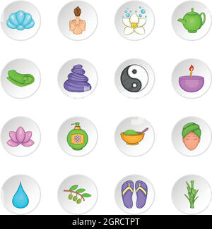 Spa icons set, cartoon style Stock Vector