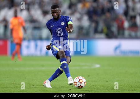 Antonio Rudiger of Chelsea Fc in action during the Uefa Champions