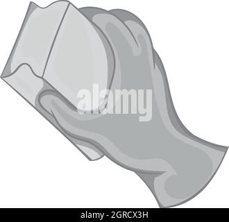 Hand with sponge for washing dishes icon Stock Vector