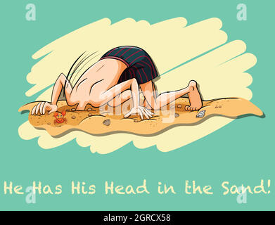Head in the sand idiom Stock Vector