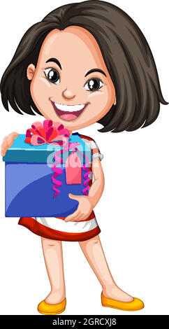 Girl carrying box of gift Stock Vector