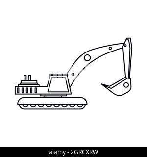 bucket wheel excavator icon outline collection or set in black and ...