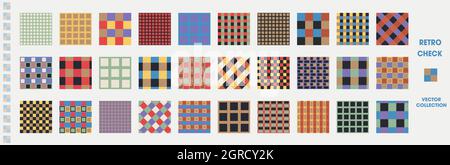 Gingham flannel seamless vector collection. Classic check cloth background for digital scrapbook paper and repeat mens gift wrap design. Stock Vector