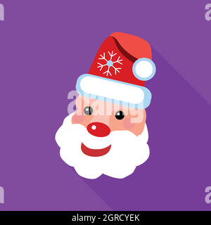 Santa Claus icon, flat style Stock Vector