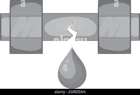 Breakthrough water pipe icon, monochrome style Stock Vector