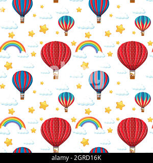 Seamless colorful balloon with rainbow and star pattern Stock Vector