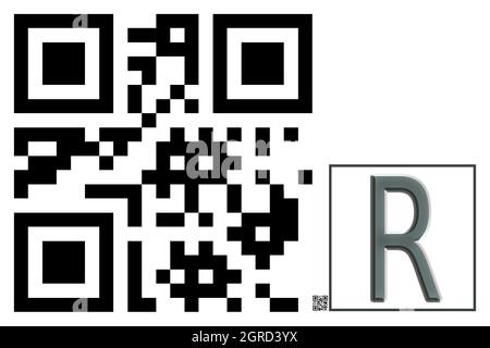 Monogram of uppercase character R , QR code Stock Photo