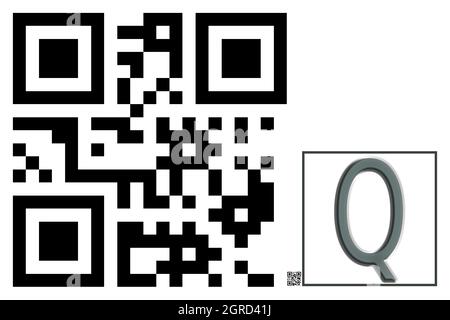 Monogram of uppercase character Q , QR code Stock Photo