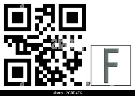 Monogram of uppercase character F , QR code Stock Photo