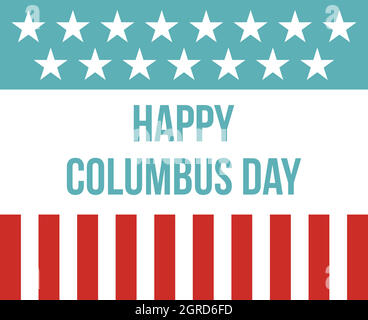Happy Columbus Day flag icon, flat style Stock Vector