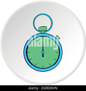 Mechanical pocket watch icon, cartoon style Stock Vector
