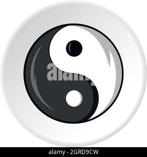 Sign yin yang icon, cartoon style Stock Vector
