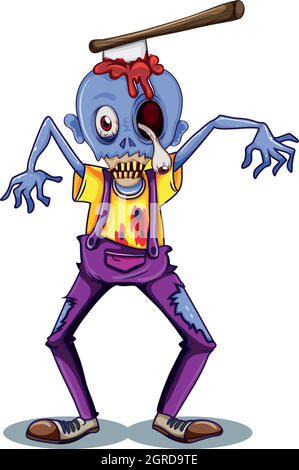 Zombie character on white background Stock Vector