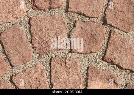 red cobblestone sidewalk Stock Photo