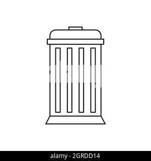 Green trash bin with lid icon, outline style Stock Vector