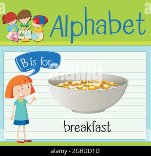 Flashcard letter B is for breakfast Stock Vector