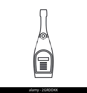 Champagne bottle icon, outline style Stock Vector