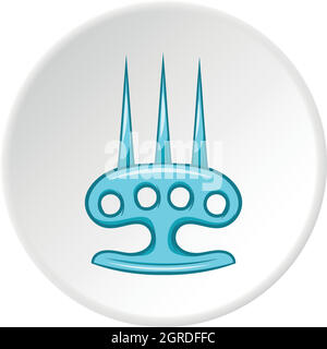 Brass knuckles with spikes icon, cartoon style Stock Vector