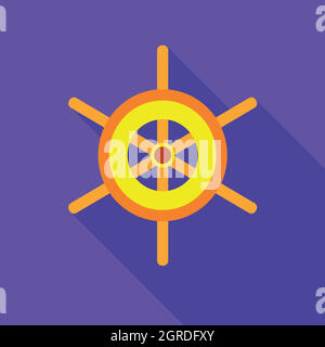 Helm ship wheel icon, flat style Stock Vector Image & Art - Alamy