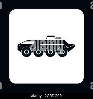 Armoured troop carrier wheeled icon, simple style Stock Vector