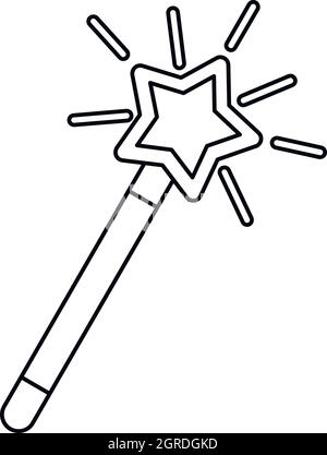 Magic wand icon, outline style Stock Vector