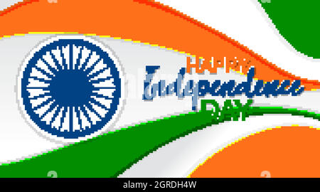 Happy independence day poster design with flag in background Stock Vector