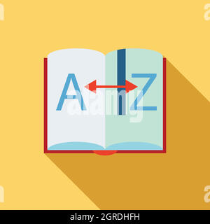 Learning foreign languages icon, flat style Stock Vector