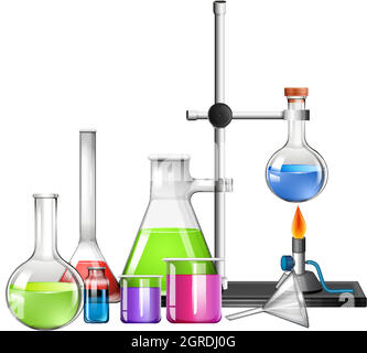 Science equipments on white background Stock Vector