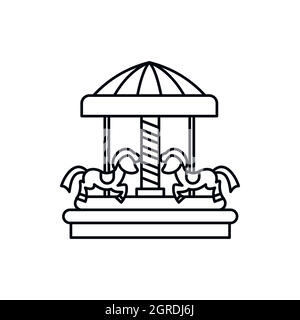 Merry go round horse ride icon, outline style Stock Vector