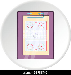 Hockey game plan icon, cartoon style Stock Vector