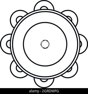 Tambourine icon in outline style Stock Vector