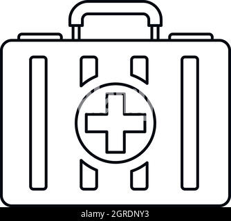 First aid kit icon, outline style Stock Vector