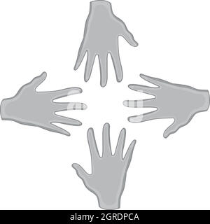 Helping hands icon, black monochrome style Stock Vector