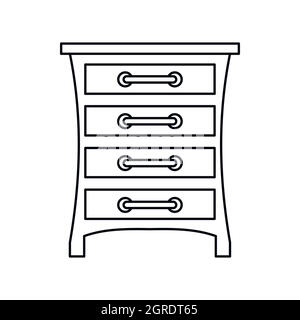 Chest of drawers icon, outline style Stock Vector