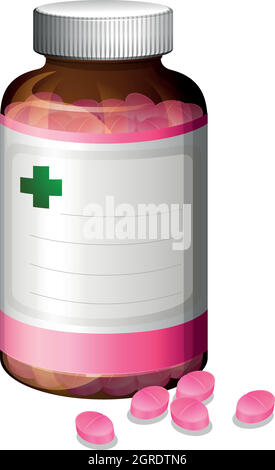 A Bottle of Pink Medicine Stock Vector