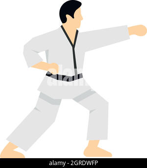 Karate fighter icon, flat style Stock Vector