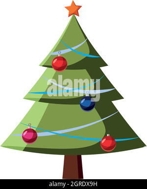 Christmas tree icon, cartoon style Stock Vector